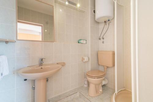 a bathroom with a toilet and a sink at Olive gardens in Primošten