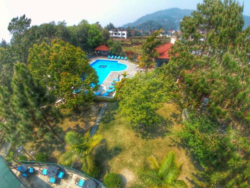 an overhead view of a swimming pool in a resort at Park Village Resort by KGH Group in Kathmandu