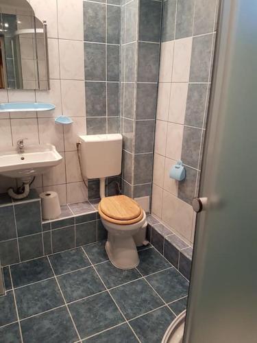 a bathroom with a toilet and a sink at Recea186 in Recea