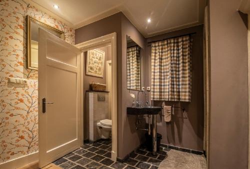 a bathroom with a toilet and a sink at B&B "de Kleine Vesting" in Elburg