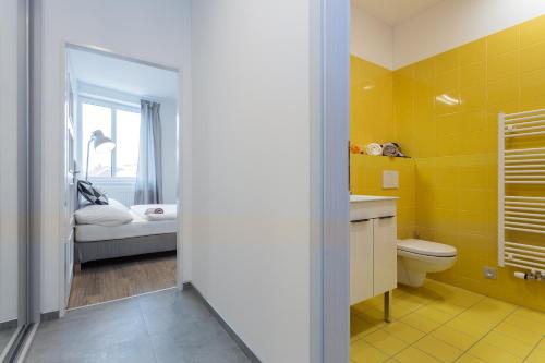Koupelna v ubytování Harfa Apartments