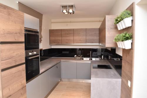 Η κουζίνα ή μικρή κουζίνα στο Fenyő Apartman Miskolctapolca