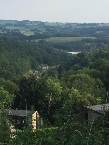 a view of the countryside from a hill with trees at Les terrasses de Malmédy in Malmedy