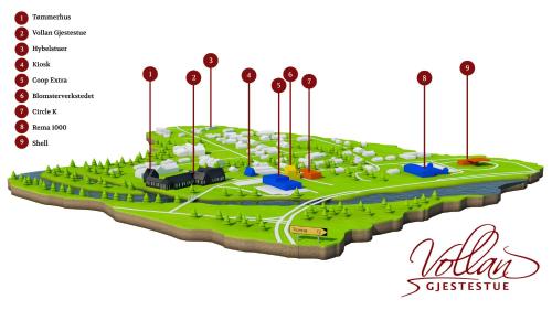 a model of a city with roads and street lights at Vollan Gjestestue in Nordkjosbotn