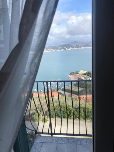 a view of the ocean from a balcony at La Finestra sul mare in La Spezia