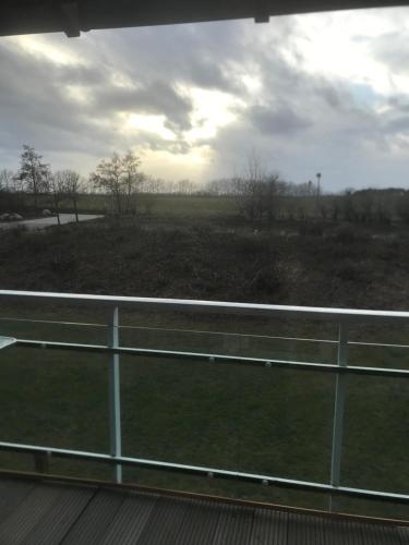 a view of a field behind a fence at Fuchs und Elster in Hohenkirchen