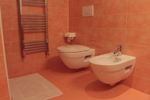 bagno con servizi igienici e lavandino di Maison d'Antan a Introd