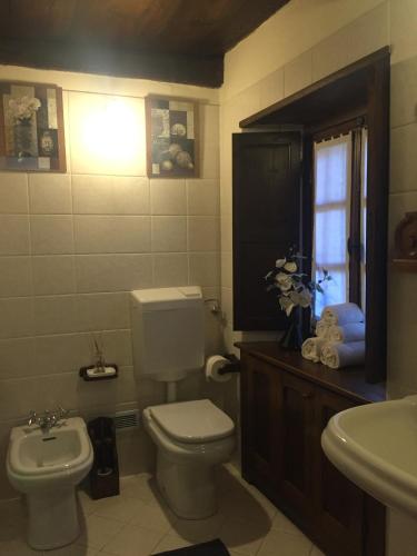 a bathroom with a toilet and a sink at La Rondine sul Lago d'Orta in Arola