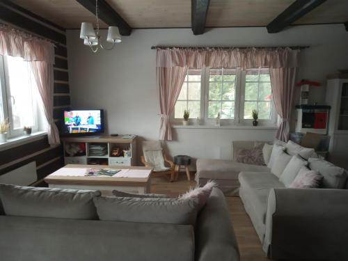 TV a/nebo společenská místnost v ubytování Chata Fajfrtka