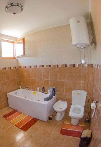 a bathroom with a tub and a toilet and a sink at Villa Ramonte in Cetinje