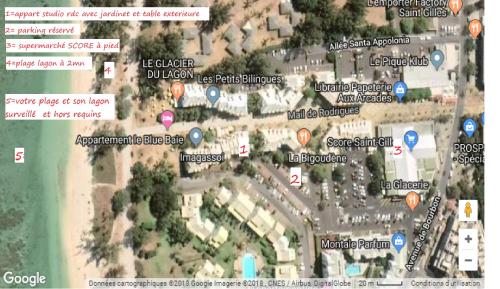 a map of a park with lots of attractions at à pied dans l eau écolo 97434 in L'Ermitage-Les-Bains