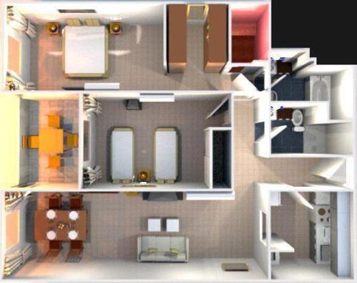 a floor plan of a small apartment with a room at Cariló Sul Mare in Carilo
