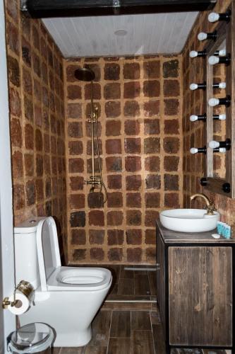 a bathroom with a toilet and a sink at Golden Fleece in Mtskheta