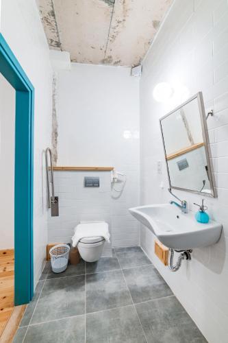 a bathroom with a sink and a toilet at NICOSIA EAGLE EYE in North Nicosia