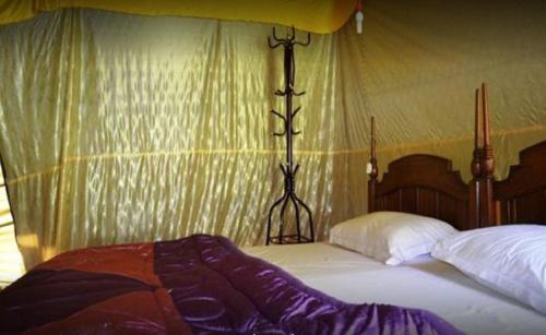 a bedroom with a bed with a canopy at Aru Camping Resort Aru, J&K in Pahalgām