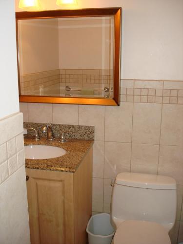 a bathroom with a toilet and a sink and a mirror at Midnight Cove #532, Bayside in Siesta Key, FL in Siesta Key