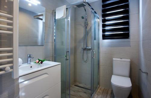La salle de bains est pourvue d'une douche, de toilettes et d'un lavabo. dans l'établissement Cornelia, à Jávea