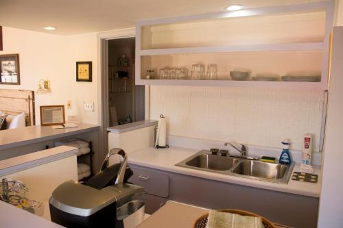 a kitchen with a sink and a counter top at Wildflower Bed and Breakfast in Mountain View