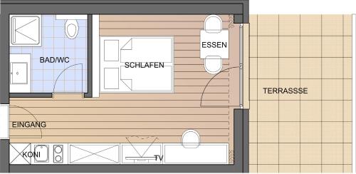 a floor plan of a house at Wagner's Aparthotel in Pertisau