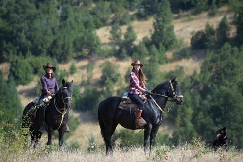 two women riding on horses in a field at andBeyond Vira Vira in Pucón