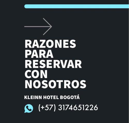 KLEINN HOTEL BOGOTÁ tesisinde sergilenen bir sertifika, ödül, işaret veya başka bir belge
