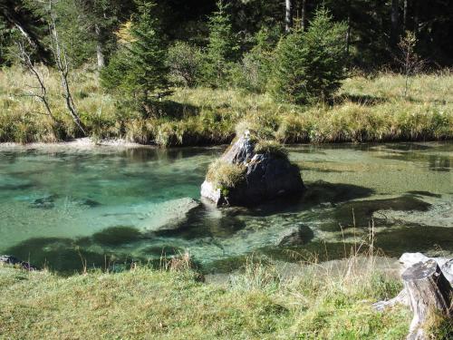 a rock in the middle of a river at Dorfergut in Weisspriach