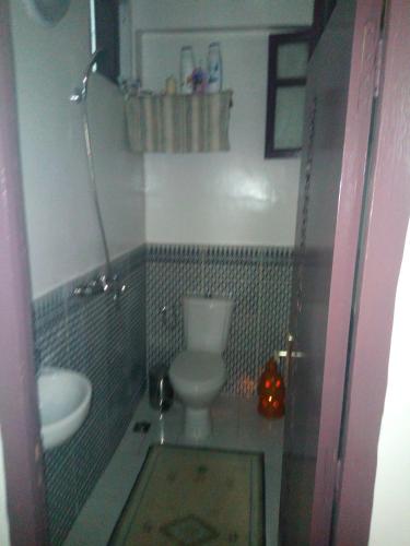 a small bathroom with a toilet and a sink at Dar Amine in Rabat