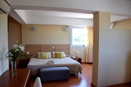 a bedroom with a large bed and a window at Palace Hotel in Nueve de Julio
