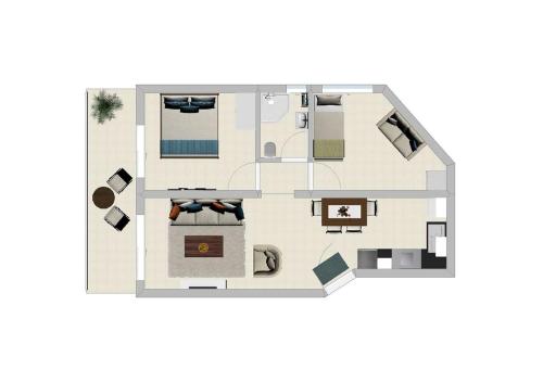 a drawing of a floor plan of a house at Lighthouse by the Sea Lovely 2Bdr Apartment in Paphos City