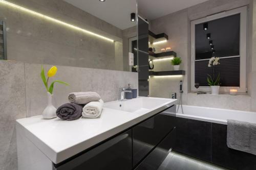 Ένα μπάνιο στο Apartamenty Cisza - Ustrzyki Dolne noclegi - Bieszczady noclegi