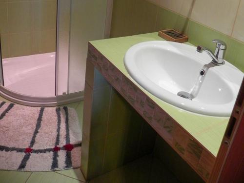 y baño con lavabo y ducha. en Roubenka, en Červený Kostelec