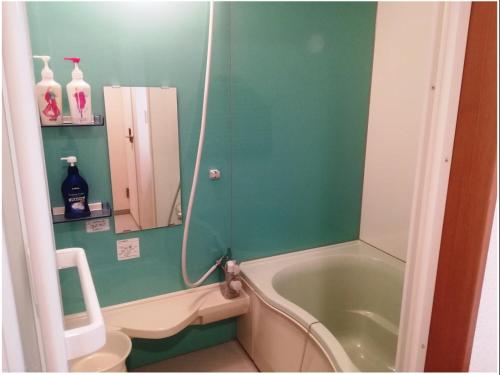 a bathroom with a bath tub and a sink at NEBULA K in Kumagaya