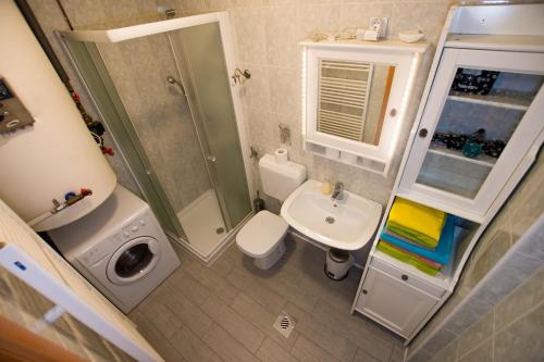 ein kleines Bad mit WC und Waschbecken in der Unterkunft Apartment Katarina Kranjska Gora in Kranjska Gora