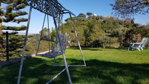 a swing in a grassy yard with a tree at Hotel Louro in Óbidos