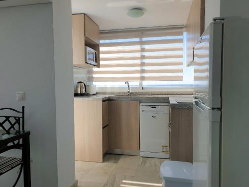 cocina con fregadero y lavavajillas en Skol 617 Beachfront Two-bedrooms Duplex With Sea Views, en Marbella