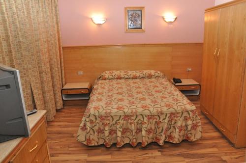 a hotel room with a bed and a television at Caesars Palace Hotel in Cairo