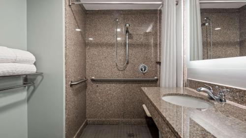 a bathroom with a shower and a sink at Best Western Plus St. Augustine I-95 in St. Augustine