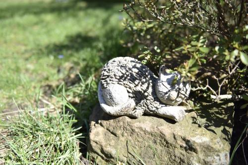 a statue of a turtle sitting on a rock at Maison d'hôtes Aux Deux Cigognes in Gries