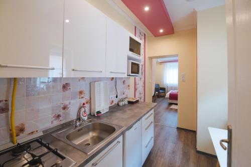 Kuchyň nebo kuchyňský kout v ubytování Jázmin Apartmanház