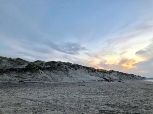 a view of a beach with a cloudy sky at Den Skaldede Kok Guesthouse in Bindslev