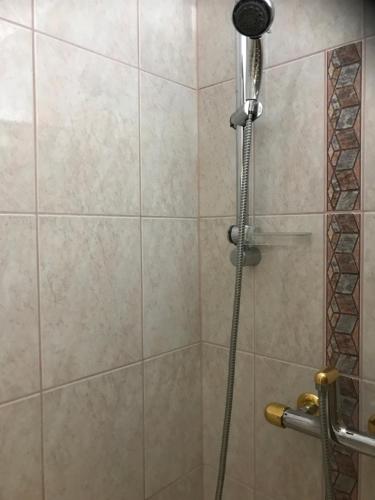 prysznic z głowicą prysznicową w łazience w obiekcie Ferienwohnung Töschling Wörthersee w mieście Techelsberg am Worthersee