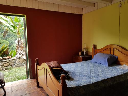 a bedroom with a bed and a large window at Silver Hill Select in Spa Spring