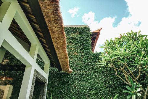 a building covered in green ivy next to a building at The Lagoon Bali Pool Hotel and Suites in Legian