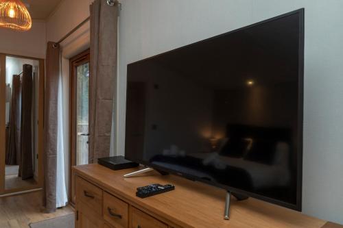 TV a/nebo společenská místnost v ubytování Herons Lake Retreat Hot Tub Lodges