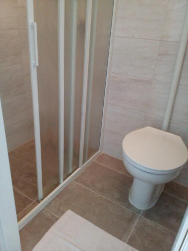 a bathroom with a toilet and a shower at Studio in Pula center in Pula