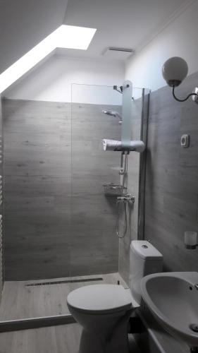 a bathroom with a toilet and a sink at Szalay Villa in Veszprém