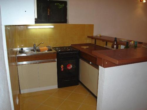 a kitchen with a sink and a dishwasher at Apartmani M&E in Tivat