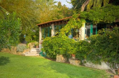 辛特拉Quinta Verde Sintra - Casa de Campo的一座带门廊和绿树的房子