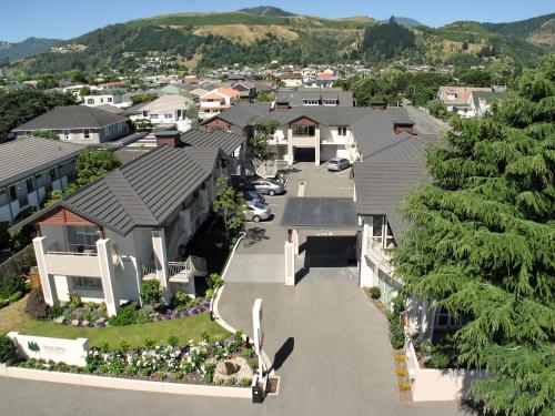 an aerial view of a residential neighborhood with houses at Cedar Grove Motor Lodge in Nelson