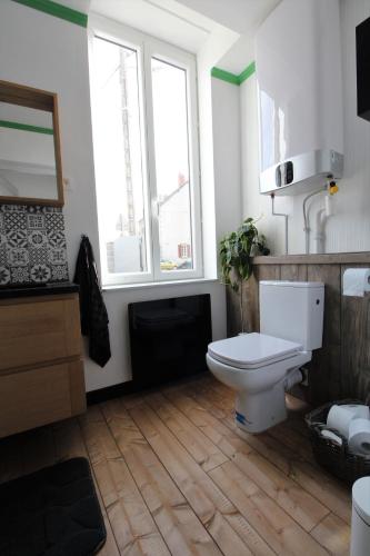 a bathroom with a toilet and a window at Chambre Notaire in Cosne-dʼAllier